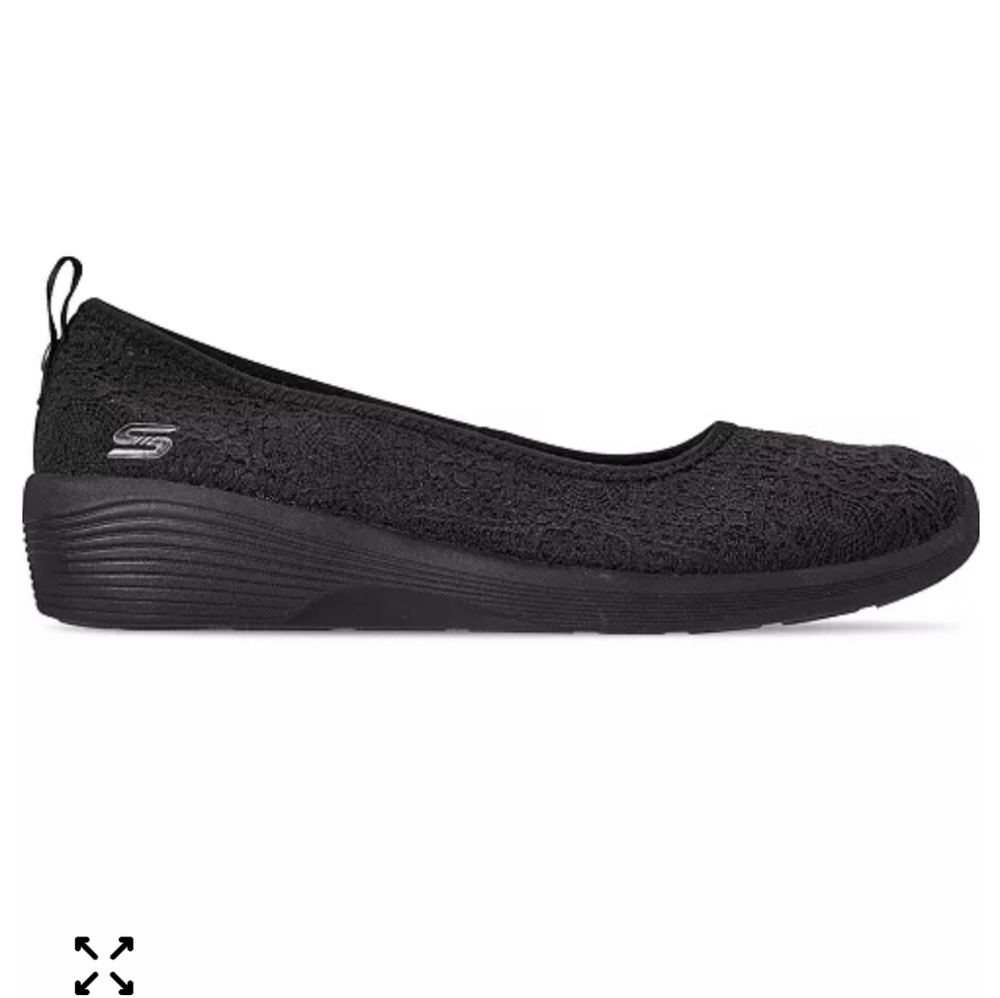 Skechers Arya – Airy Days Black Crochet‑Mesh Wedge Skimmer Sneakers W 8